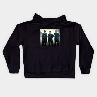 thomas shelby, arthur shelby jr and john shelby are well dressed in the fog as abstract art Kids Hoodie